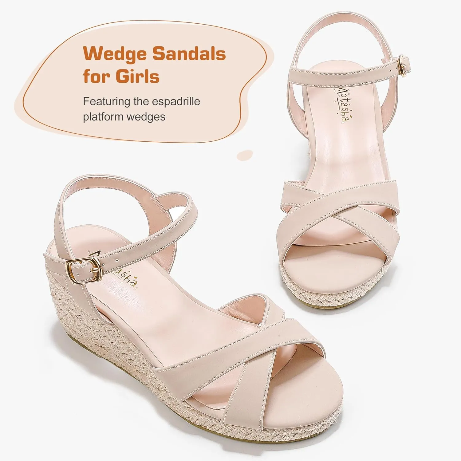 Girls Wedge Sandals Espadrilles Flatform Open Toe Dressy Girls Heels Summer Shoes Little Big Kid