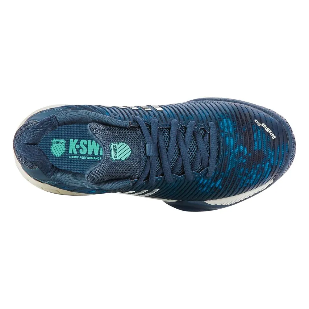 Juniors` Hypercourt Express 2 Tennis Shoes Indian Teal and Star White