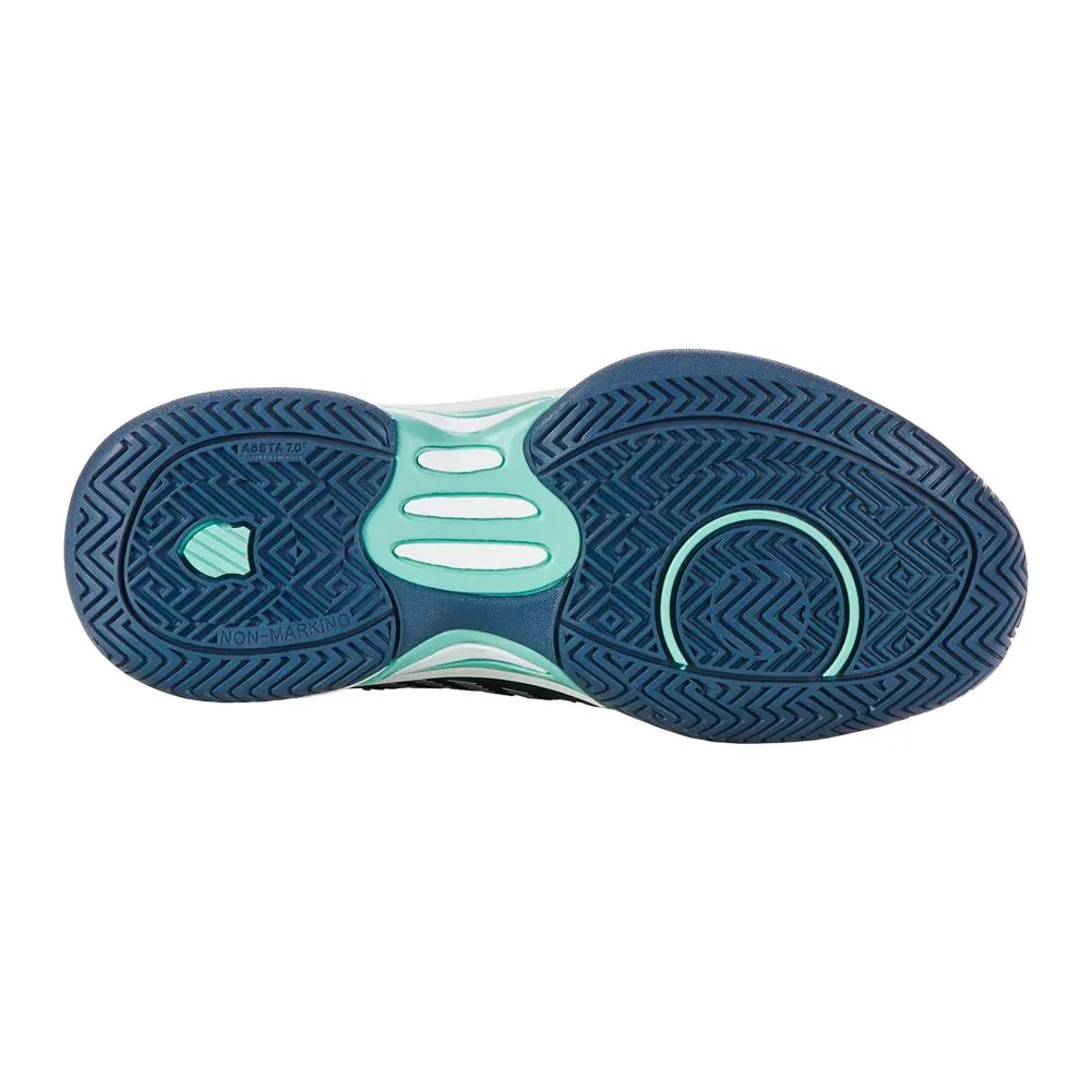 Juniors` Hypercourt Express 2 Tennis Shoes Indian Teal and Star White