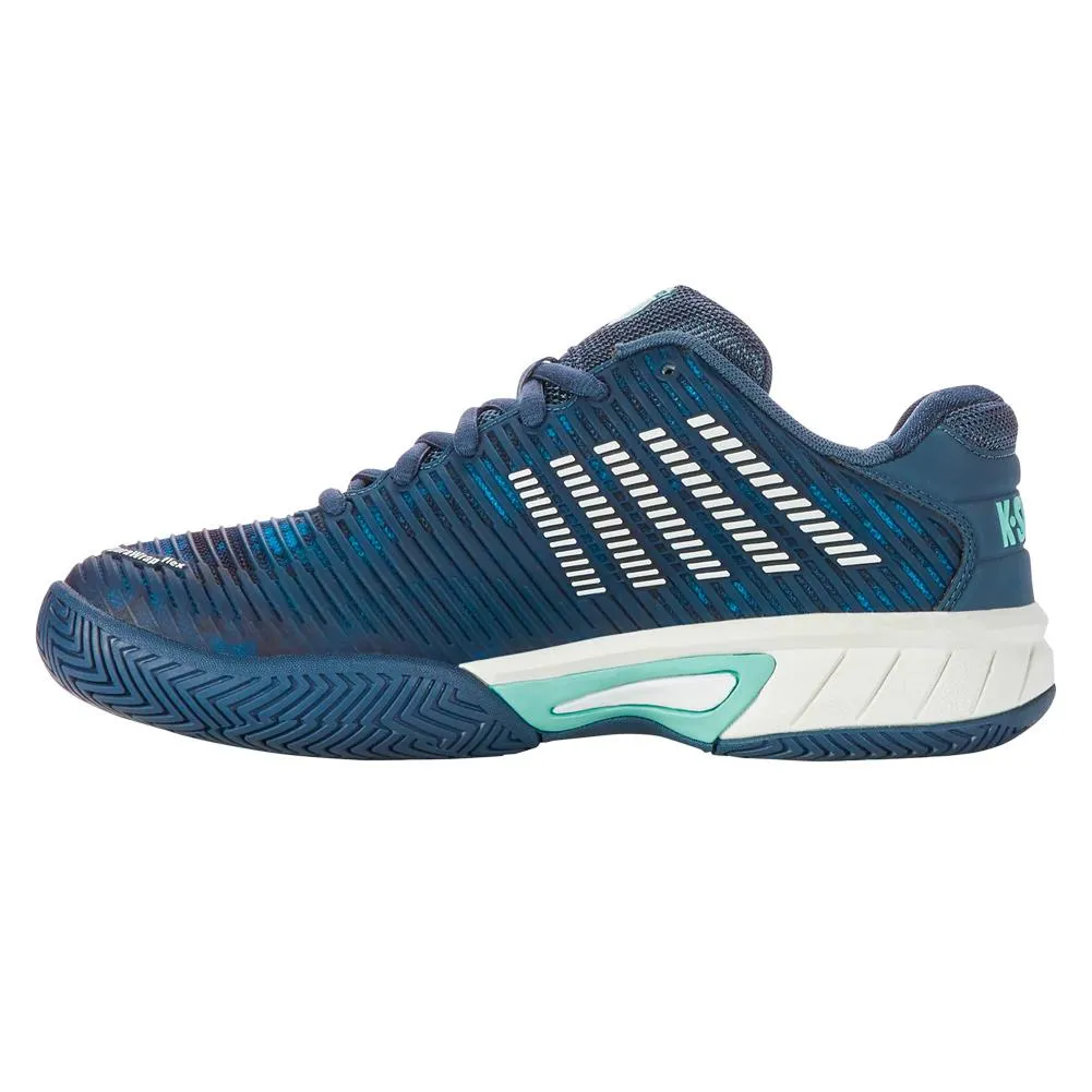 Juniors` Hypercourt Express 2 Tennis Shoes Indian Teal and Star White