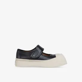 Marni Pablo Leather Flat Sneakers, Black
