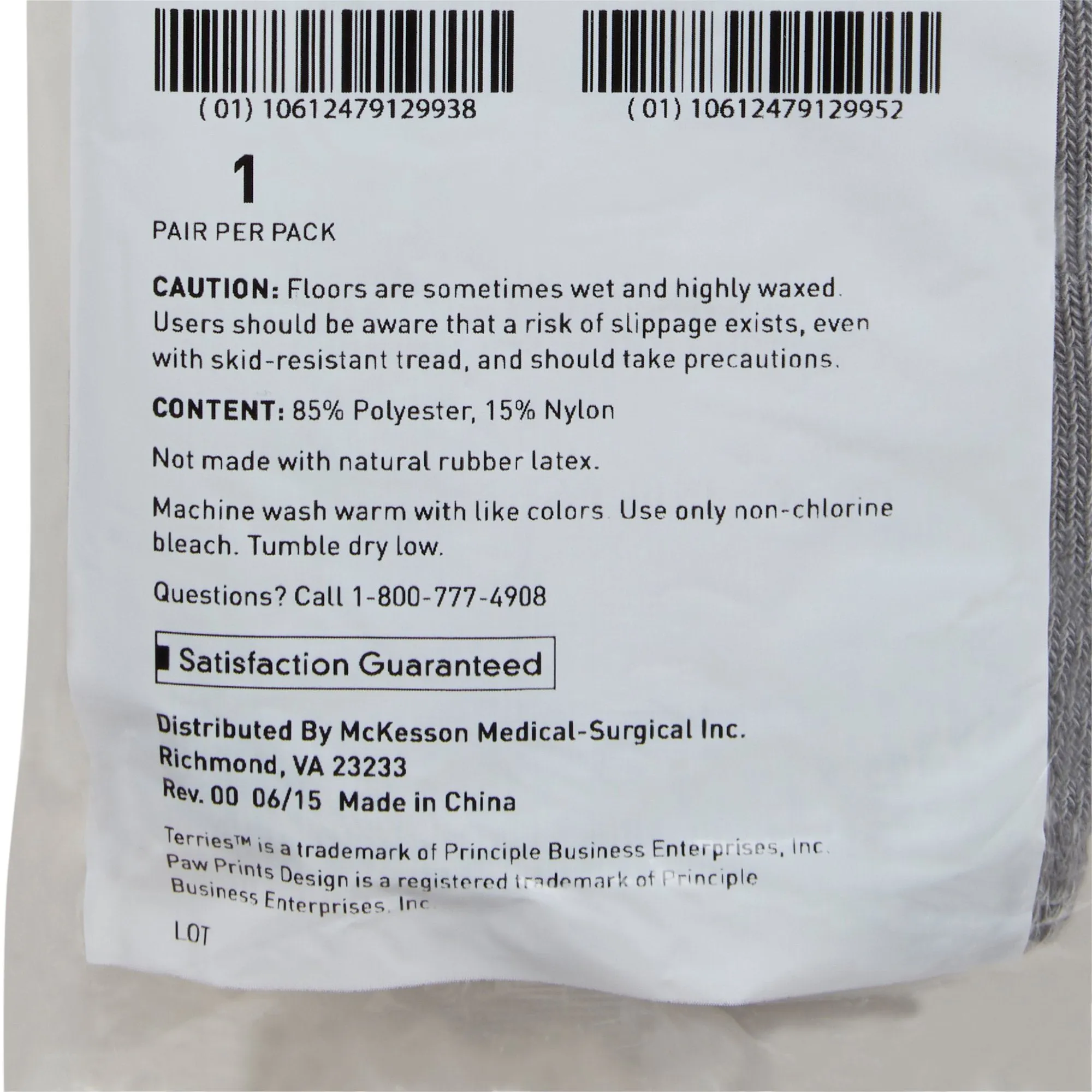 McKesson Terries™ Slipper Socks, 2X-Large, Gray