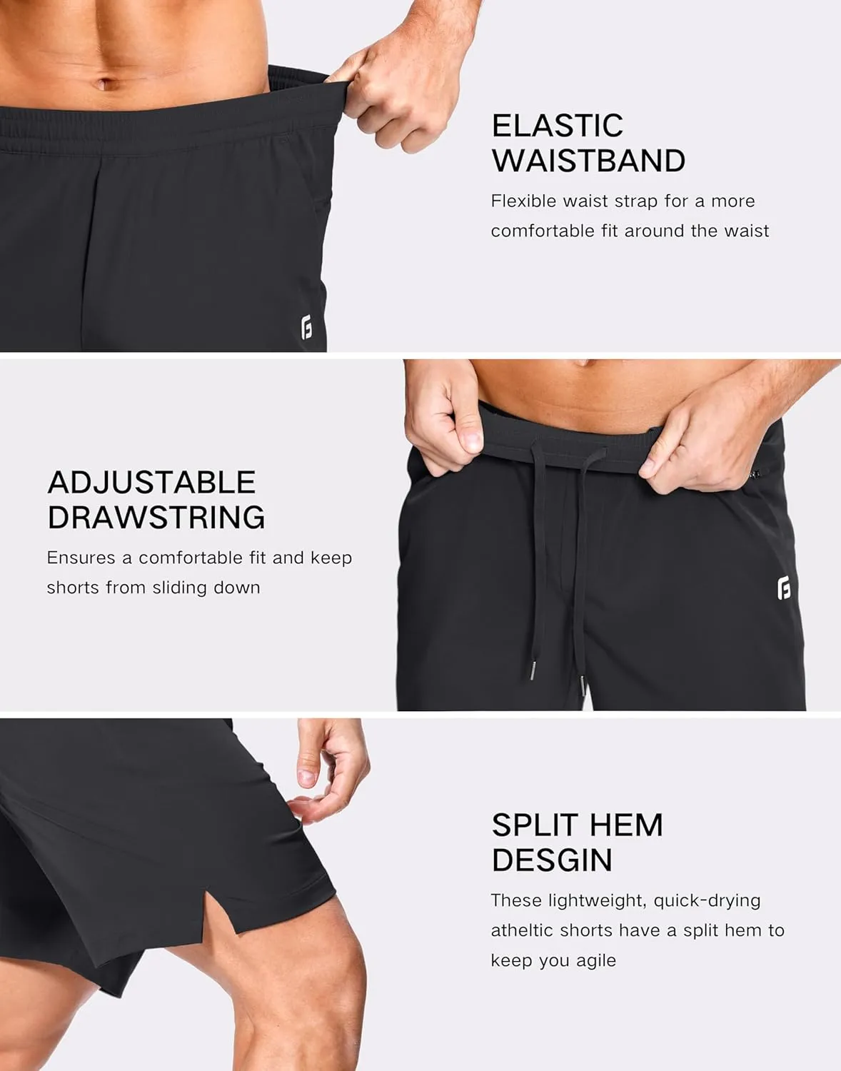 Men's Lightweight Athletic Shorts with Zipper Pockets 7"/5"/9" Gym Workout Running Quick Dry Tennis Shorts for Men