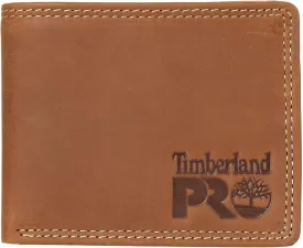 Timberland PRO Men's Slim Leather RFID Bifold Wallet with Back ID Window