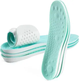 XINIFOOT 3 Pairs Breathable Shock Absorption Sport Shoe Insoles Elastic Soft Running Shoes Pad Replacement Insole for Men&Women Mint Green (M Men 7-8.5 / Women 9-10.5)