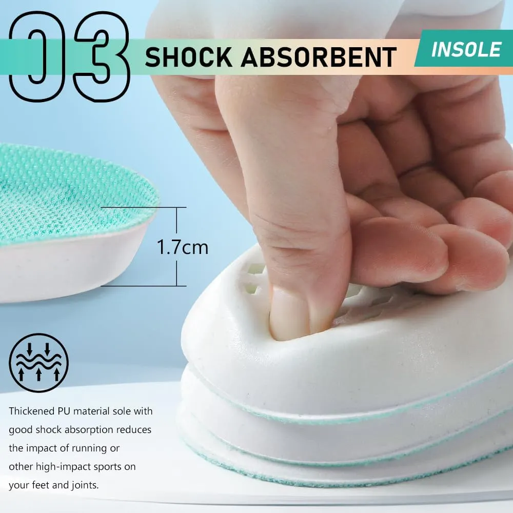XINIFOOT 3 Pairs Breathable Shock Absorption Sport Shoe Insoles Elastic Soft Running Shoes Pad Replacement Insole for Men&Women Mint Green (M Men 7-8.5 / Women 9-10.5)